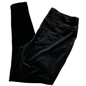 INC International Concepts Womens Black Velvet High Rise Leggings LG Goth Core